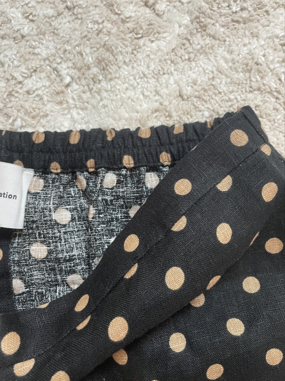 Reformation 100% Linen Black Wide Leg Pants with Gold Polka Dots Size S - Picture 7 of 9